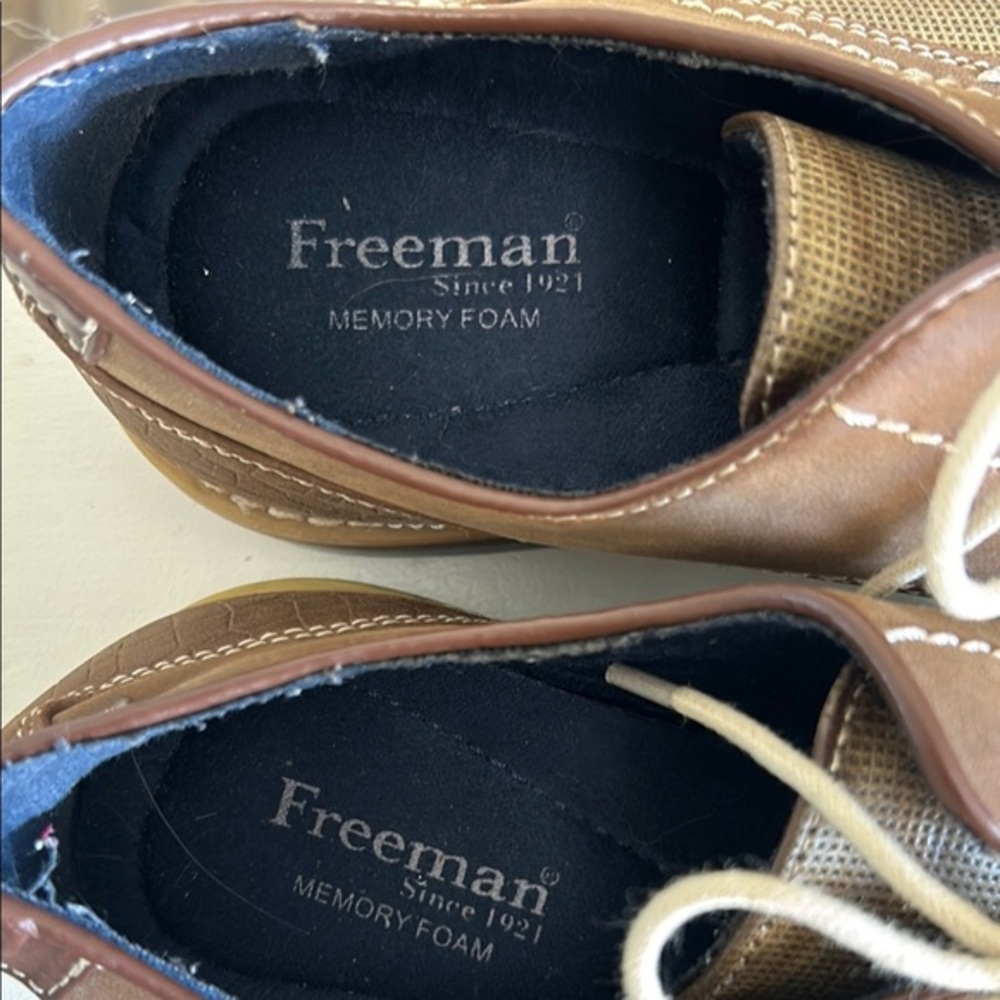 Freeman Haegan‎ Mens Brown Textured Derby Shoes Memory Foam 8.5M F117004 - Picture 2 of 7